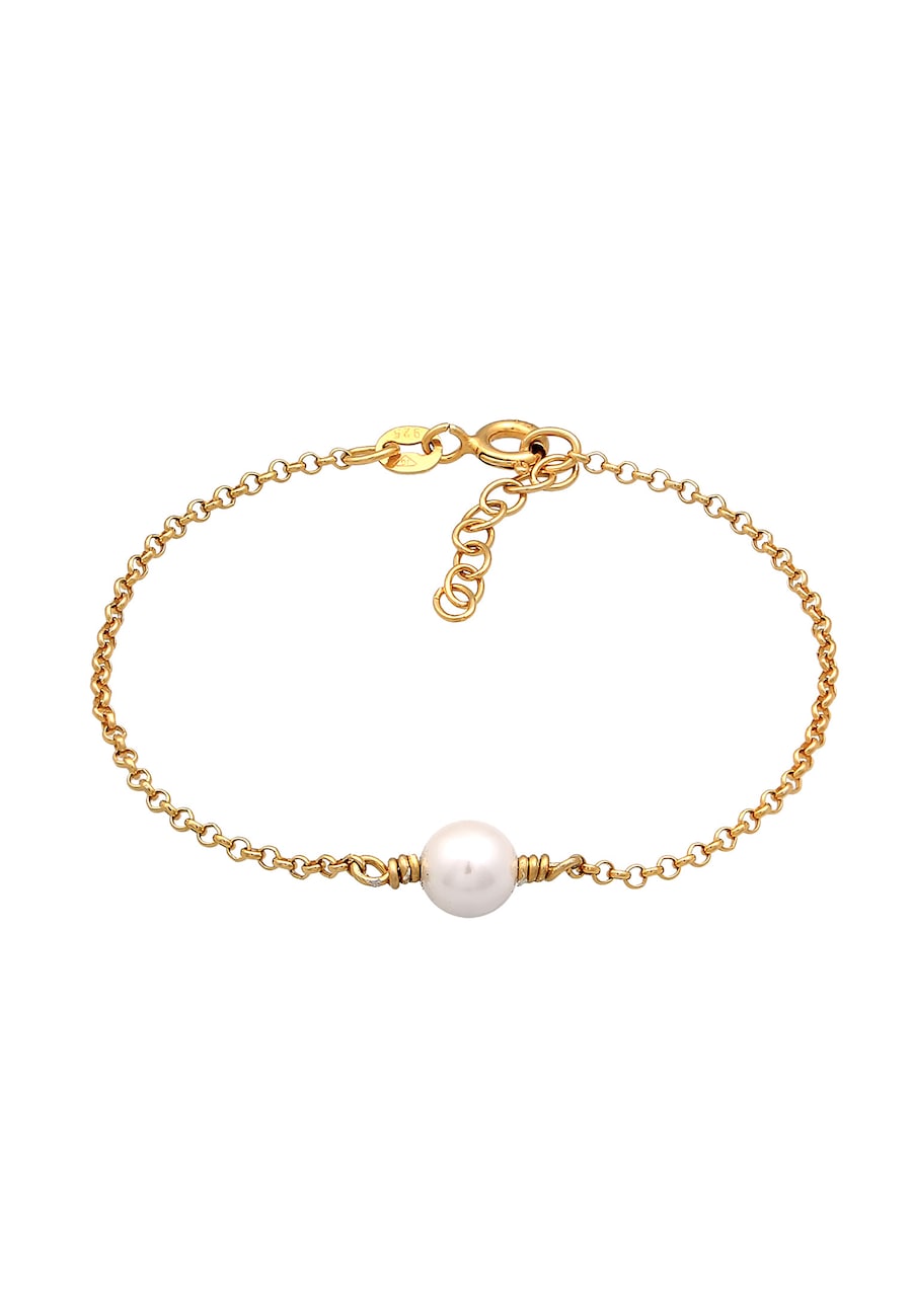 Elli Dziecięcy wisiorek okrągły vintage z perłą w kształcie rdzenia muszli w srebrze próby 925 Sterling Silver Bransoletki 1 ct Damski