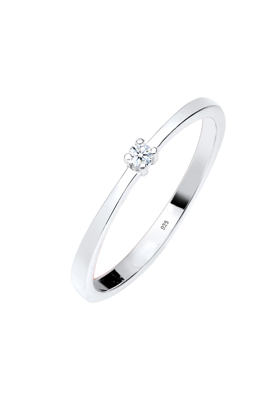 Elli DIAMONDS Damski zaręczynowy soliter diament (0.03 ct.) w srebrze 925 Sterling Silver Pierścionki 1 ct