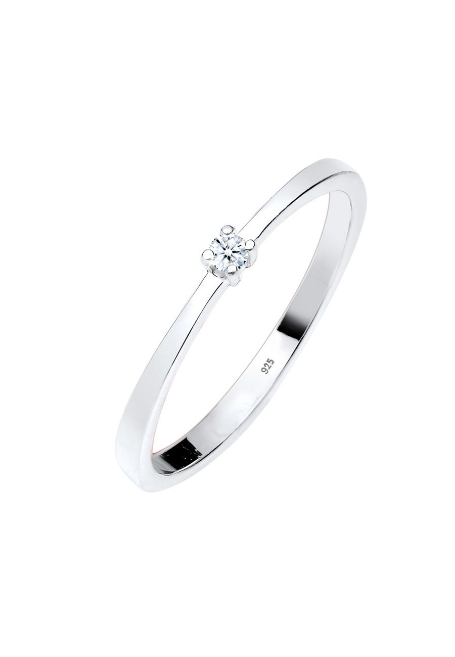 Elli DIAMONDS Damski zaręczynowy soliter diament (0.03 ct.) w srebrze 925 Sterling Silver Pierścionki 1 ct