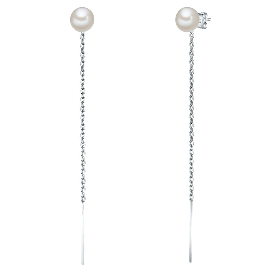 Valero Pearls Kolczyki wiszące z perłą srebro wysokiej próby Perła hodowlana słodkowodna żółte złoto 1 ct Damski