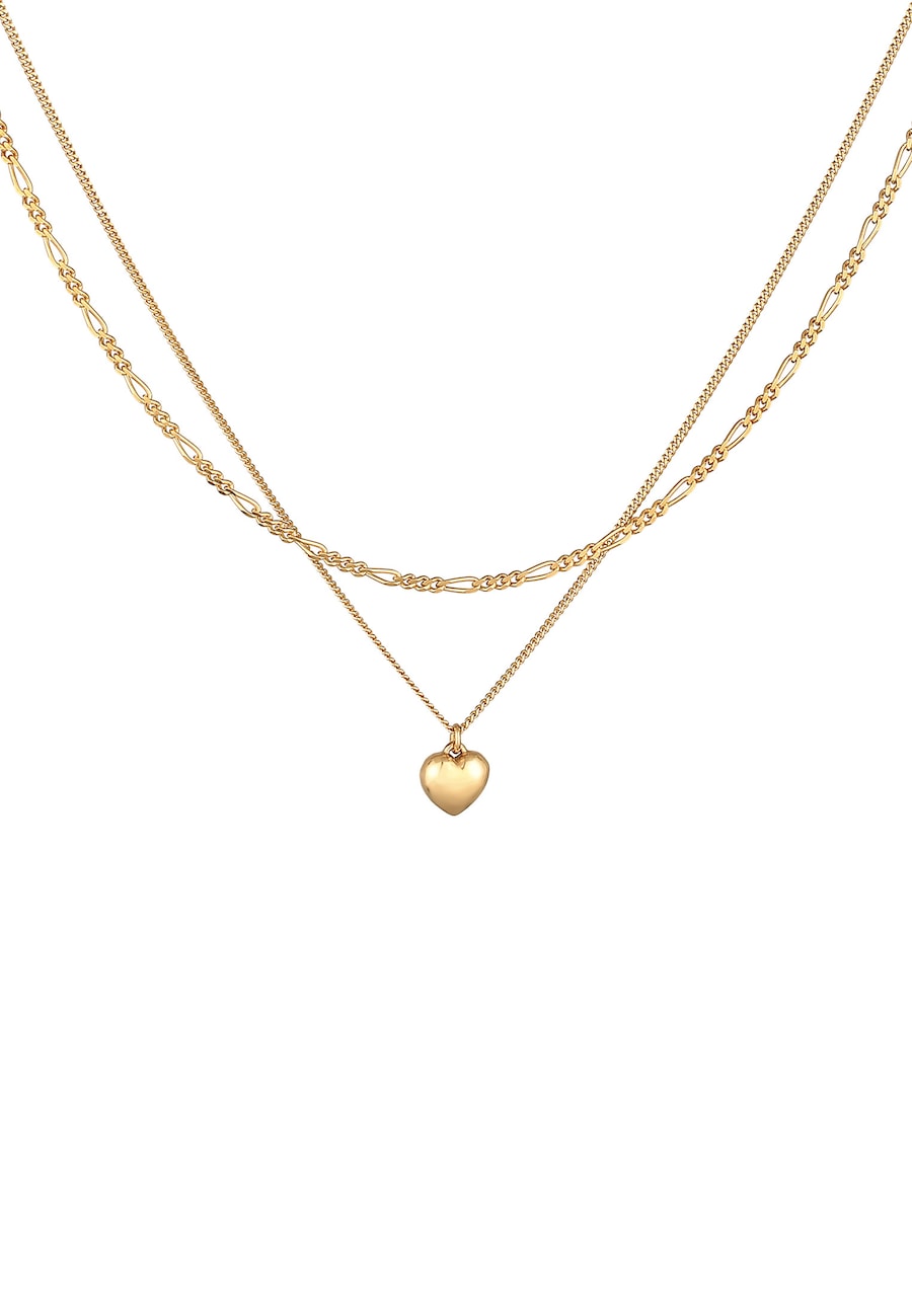 Elli Damski wisior warstwowy serce Figaro ze srebra próby 925 Sterling Silver Naszyjniki 1 ct