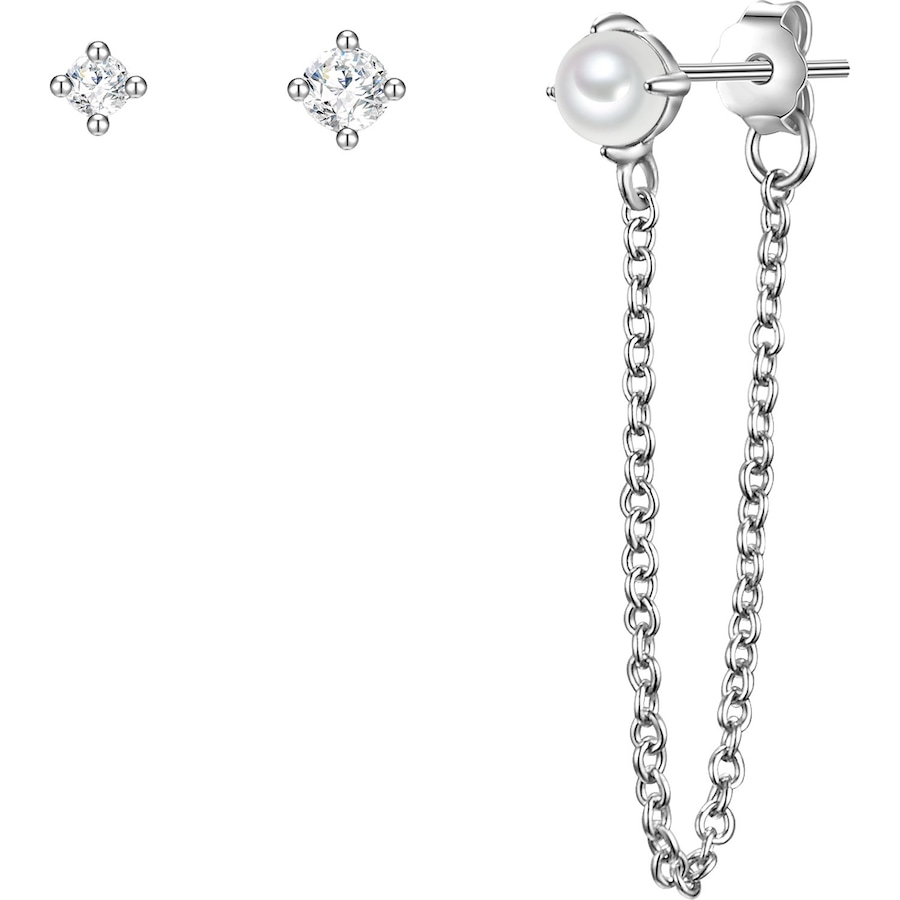 Glanzstücke München Srebrne kolczyki sztyfty srebro wysokiej próby Cyrkonia Perła hodowlana słodkowodna srebrny Kolczyki 1 ct Damski