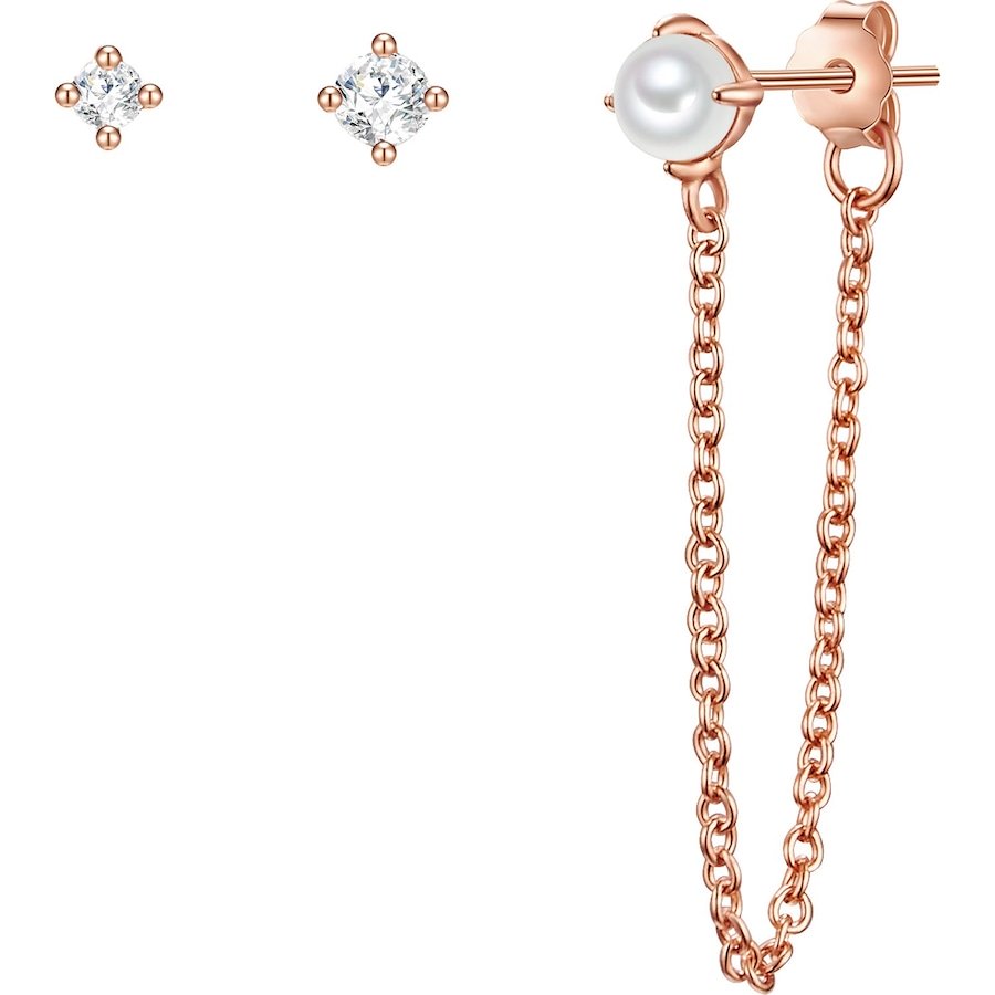 Glanzstücke München Srebrne kolczyki sztyfty srebro wysokiej próby Cyrkonia Perła hodowlana słodkowodna srebrny Kolczyki 1 ct Damski