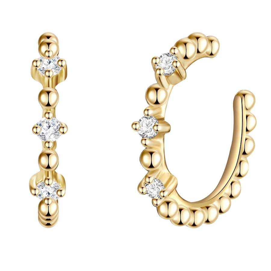 Glanzstücke München Srebrne klamry na ucho srebro wysokiej próby Cyrkonia żółte złoto Kolczyki 1 ct Damski