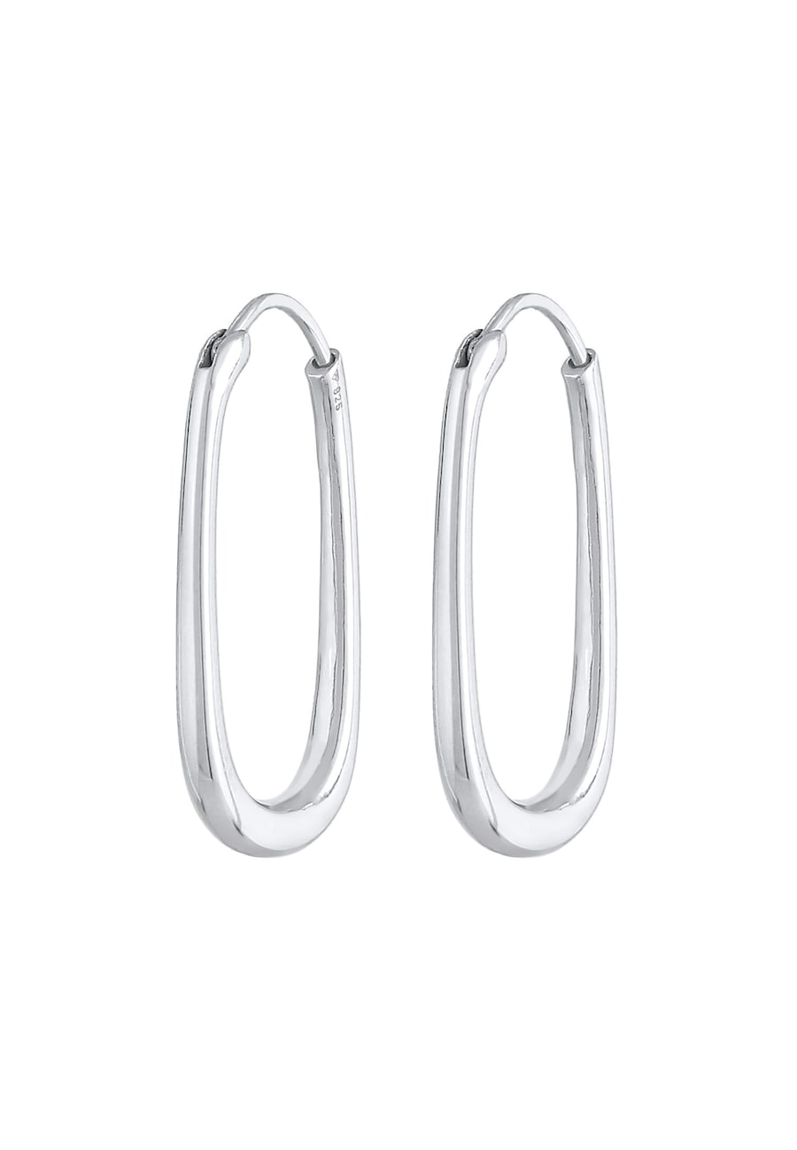 Elli PREMIUM Damskie kreole Owalne Elegancke ponadczasowe Basic w srebrze próby 925 Sterling Silver Kolczyki koła 1 ct