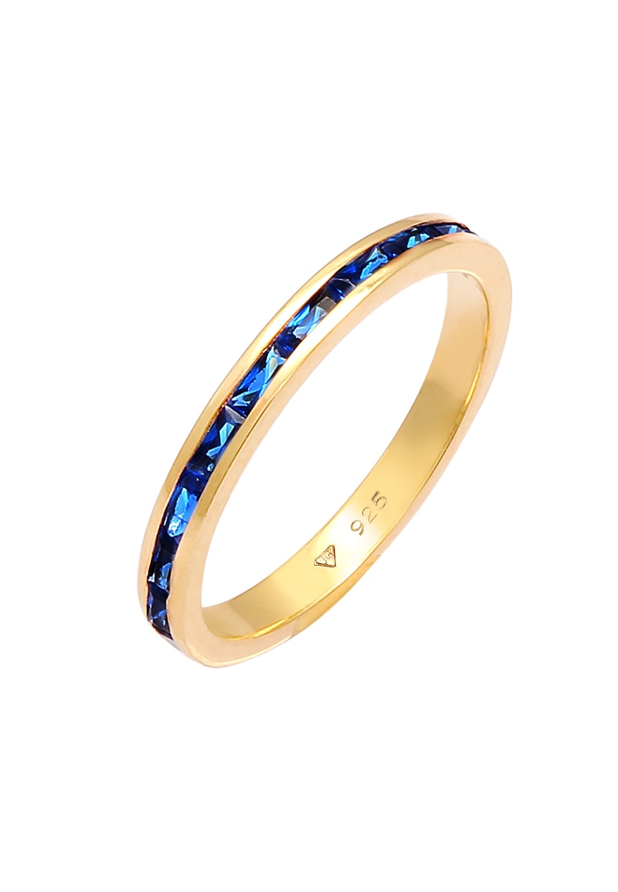 Elli Ladies Fashion Trend with Sapphires in 925 Sterling Silver Plated Gold Plated Pierścionki 1 ct Damski