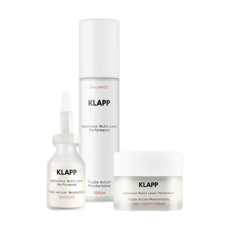 Klapp Hyaluronic Multi Level Performance Triple Action Moisturizing Power Trio Set = Day & Night Cream 50 Ml + Serum 50 Ml + Booster 15 Ml Zestawy do