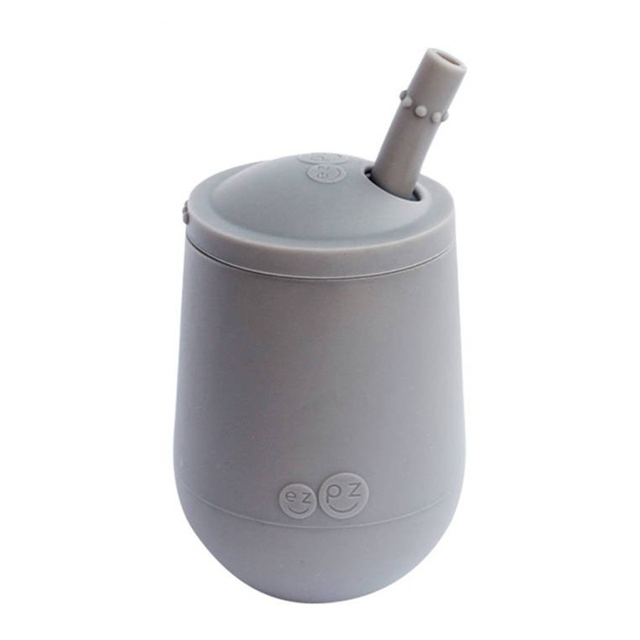 EZPZ EZPZ Silikonowy kubeczek ze słomką Mini Cup + Straw Training System 120 ml szary Akcesoria 1 ct