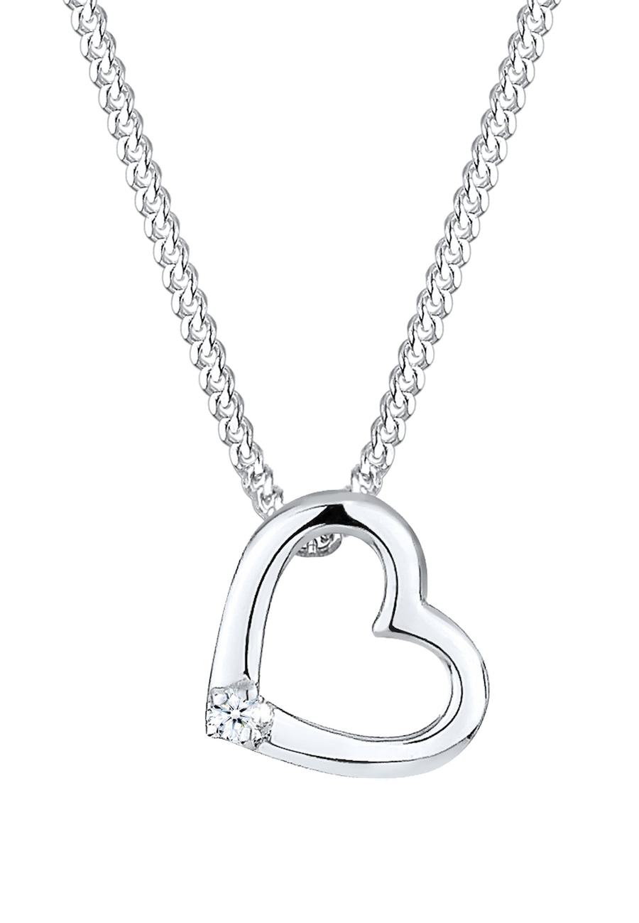 Elli DIAMONDS Damski serce miłość wisiorek delikatny z diamentem (0.015 ct.) w srebrze 925 Sterling Silver Naszyjniki 1 ct