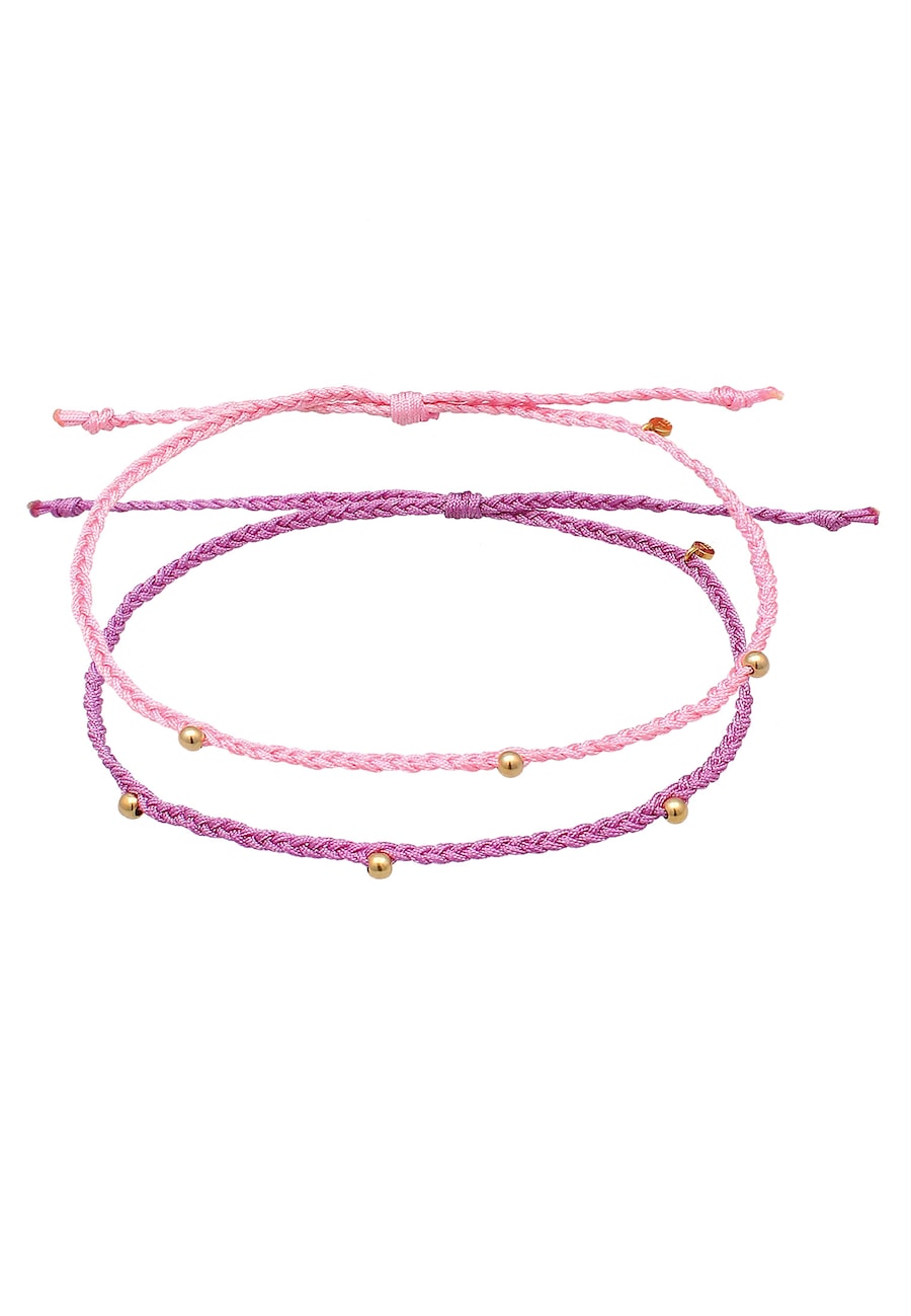 Elli Damska nylonowy zestaw tasiemek z Koralikami regulowane w srebrze 925 Sterling Silver Bransoletki na nogę 1 ct Damski