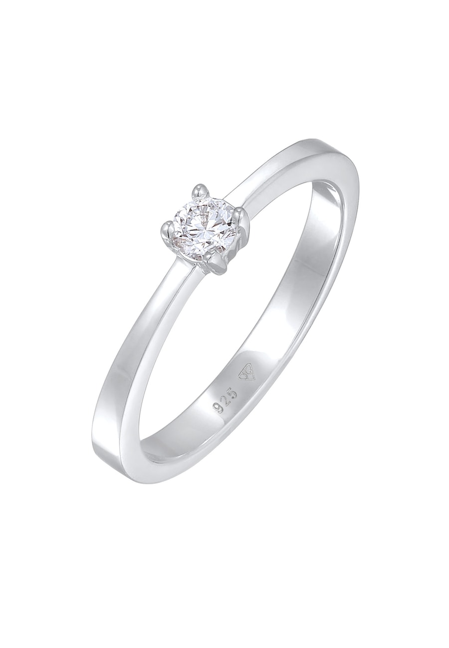 Elli DIAMONDS Damski pierścionek zaręczynowy Solitaire z diamentami wyhodowanymi w laboratorium (0,17 ct) ze srebra 925 Sterling Silver Pierścionki 1