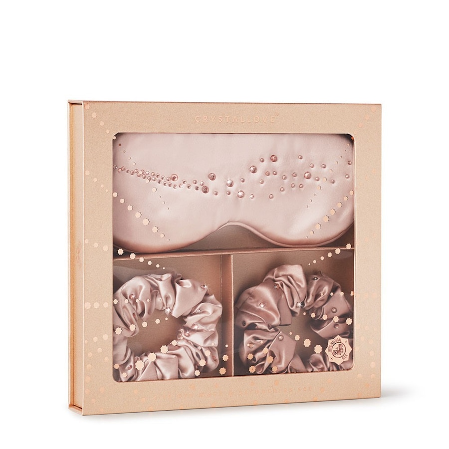 Crystallove Silk eye mask & scrunchies set – opaska na oczy i gumki z jedwabiu Opaski na oczy do spania 1 ct