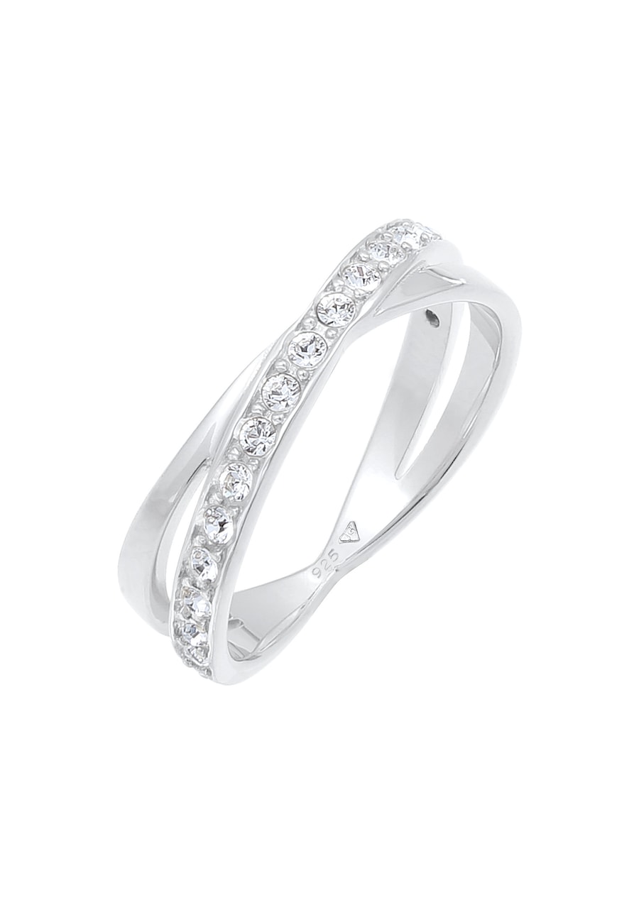 Elli Damski zawijany elegancki z kryształami w srebrze próby 925 Sterling Silver Pierścionki 1 ct
