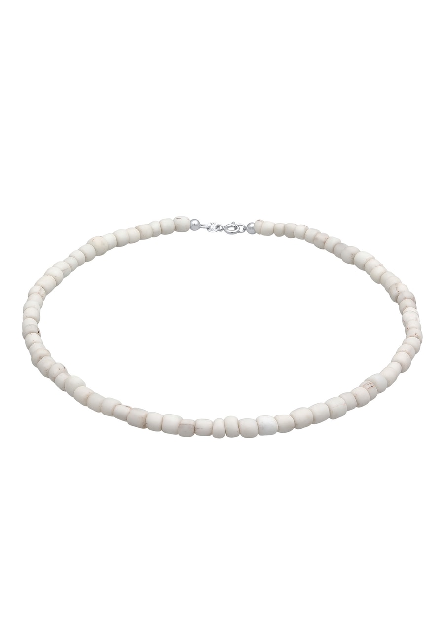 Elli Damski choker Trend Basic ze szklanymi koralikami w kolorze białym ze srebra próby 925 Sterling Silver Naszyjniki 1 ct