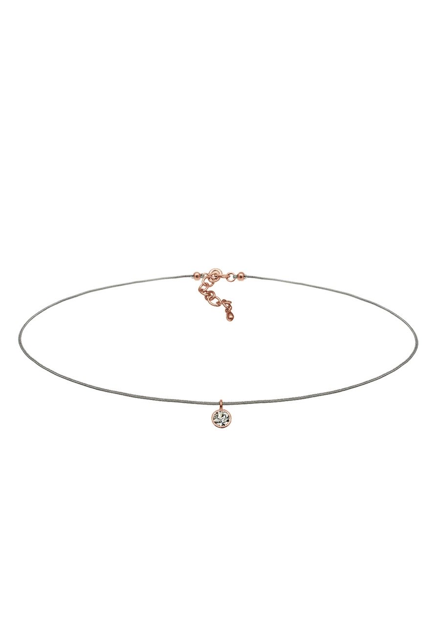 Elli Damski choker nylonowy z kryształem ze srebra próby 925 Naszyjniki 1 ct