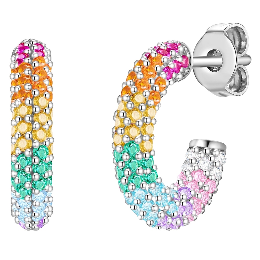 Glanzstücke München Srebrne kolczyki kreole srebro wysokiej próby Cyrkonia srebrny Kolczyki koła 1 ct Damski