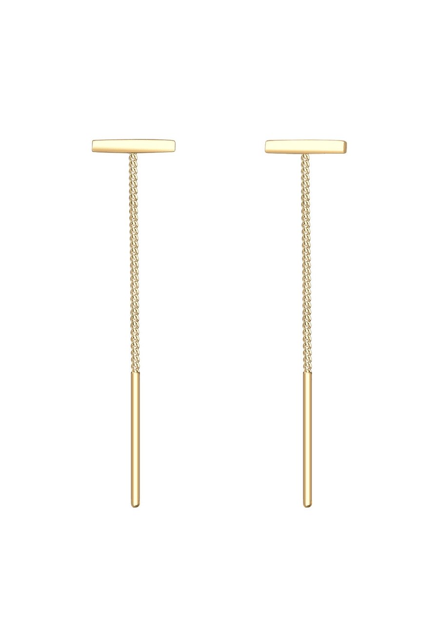 Elli Damskie kolczyki do przeciągania Pull-Through Geo Trend w srebrze próby 925 Sterling Silver Kolczyki 1 ct