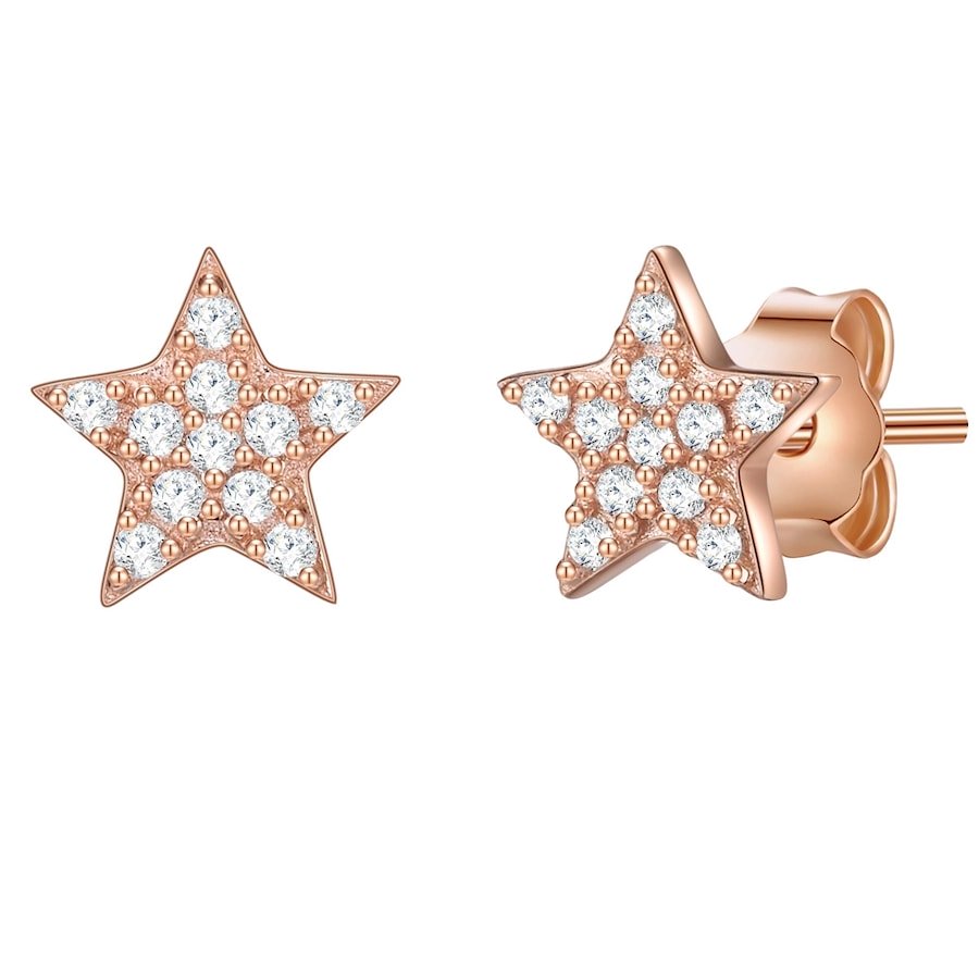 Glanzstücke München Srebrne kolczyki sztyfty Gwiazda srebro wysokiej próby Cyrkonia różowe złoto Kolczyki 1 ct Damski