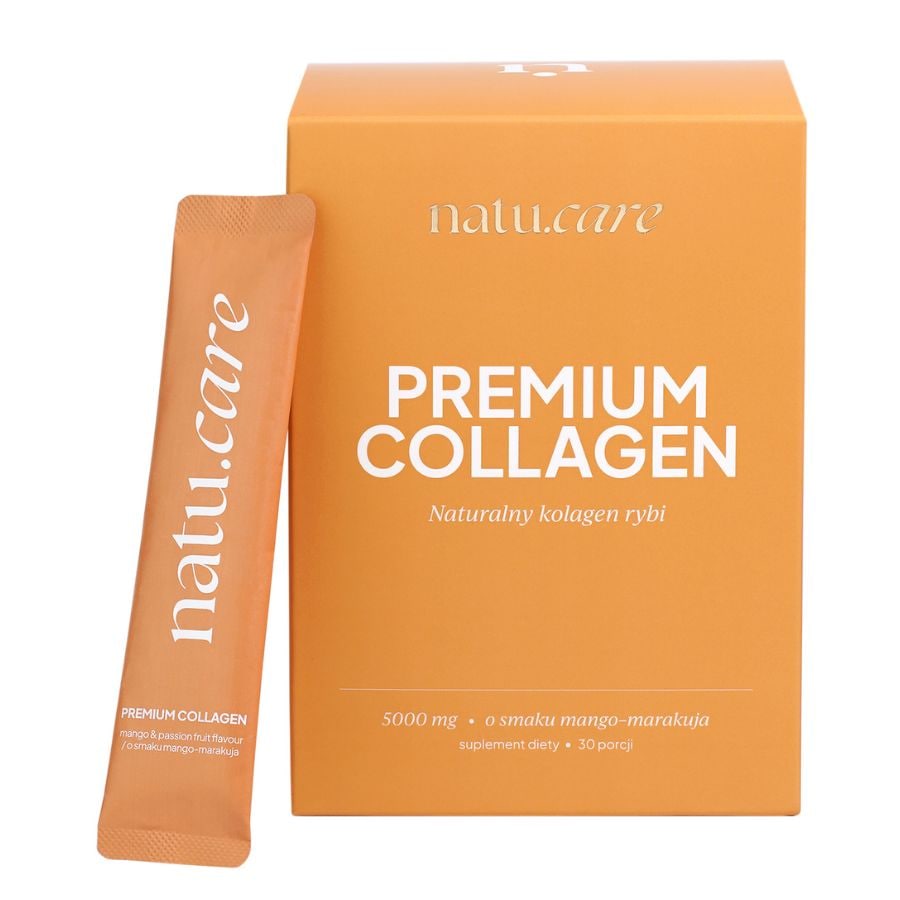 Natu Care Kolagen premium 5000 mg o smaku mango-marakuja Piękne włosy 30 ct Nude