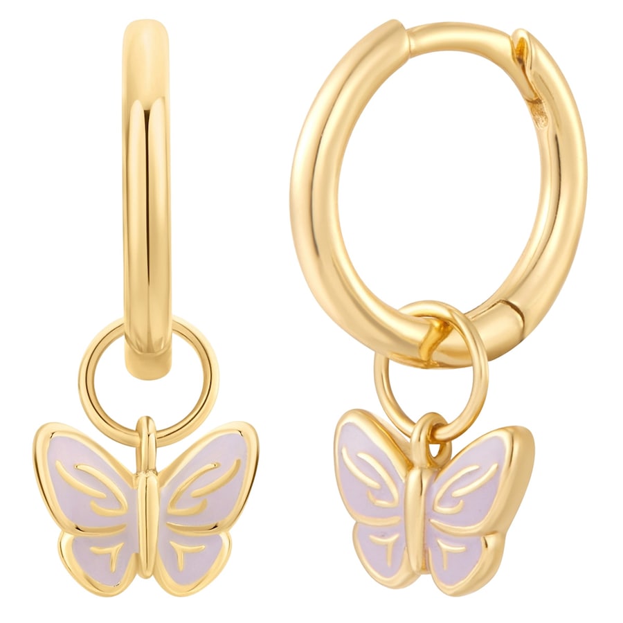 Glanzstücke München Srebrne kolczyki kreolki Motyl Srebro wysokiej próby Żółte złoto Kolczyki koła 1 ct Damski