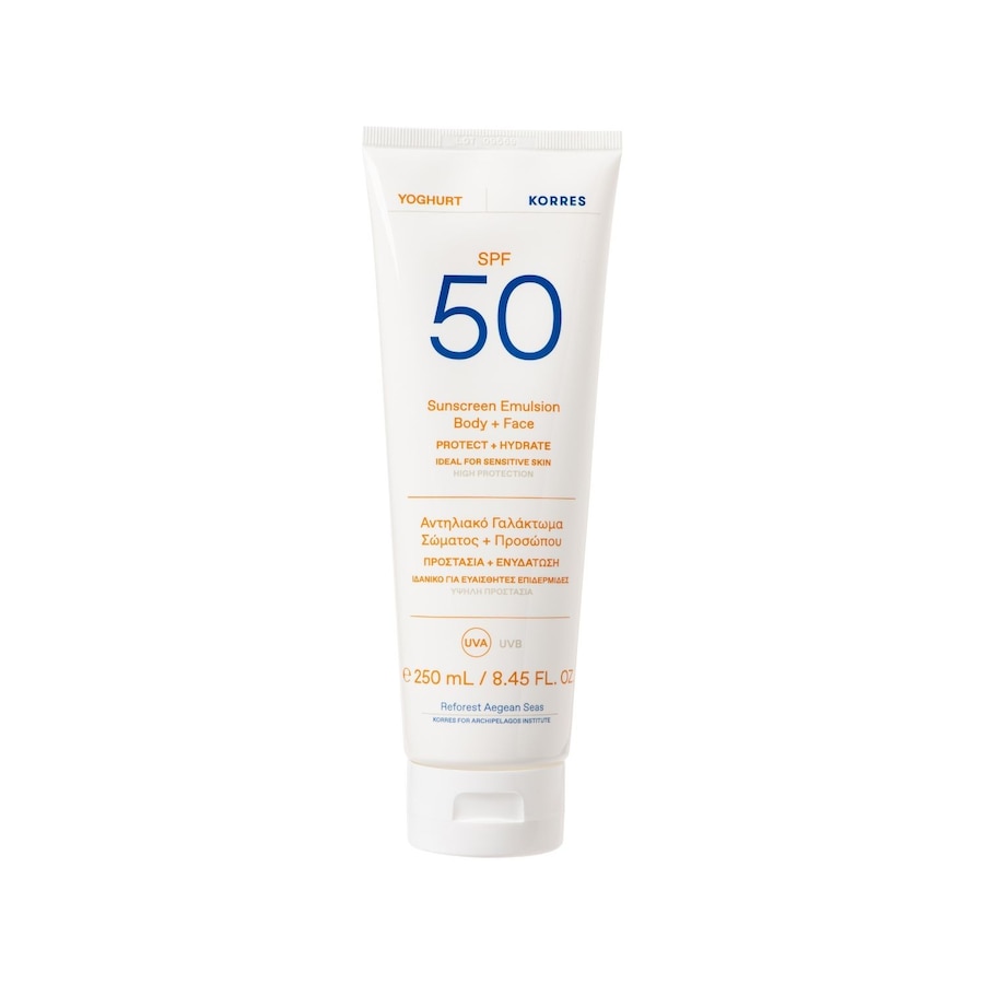 KORRES YOGHURT EMULSJA OCHRONNA DO CIAŁA I TWARZY SPF50 W TUBCE Ochrona przeciwsłoneczna 250 ml