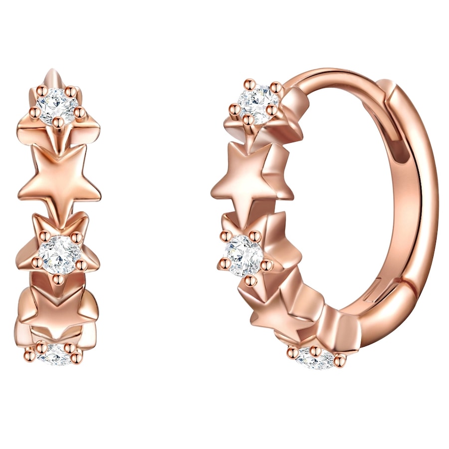 Glanzstücke München Srebrne kolczyki kreole Gwiazdy srebro wysokiej próby Cyrkonia różowe złoto Kolczyki koła 1 ct Damski