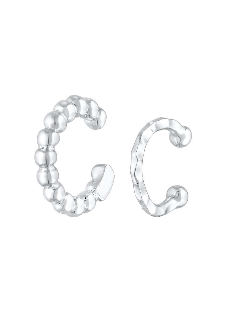 Elli Damski zestaw nausznic z młotkowanymi kulkami ze srebra 925 Sterling Silver Kolczyki 1 ct