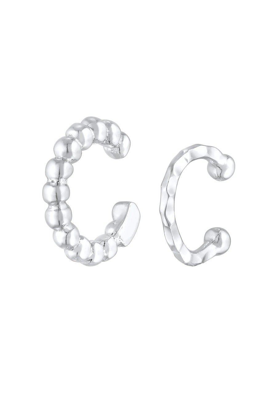 Elli Damski zestaw nausznic z młotkowanymi kulkami ze srebra 925 Sterling Silver Kolczyki 1 ct