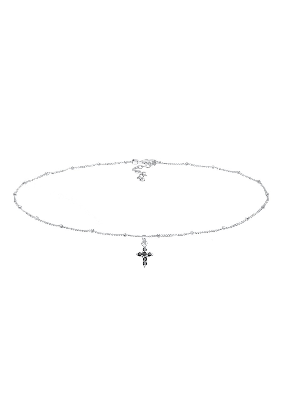 Elli Damski choker wisiorek krzyż kulaz cyrkoniami ze srebra próby 925 Sterling Silver Naszyjniki 1 ct