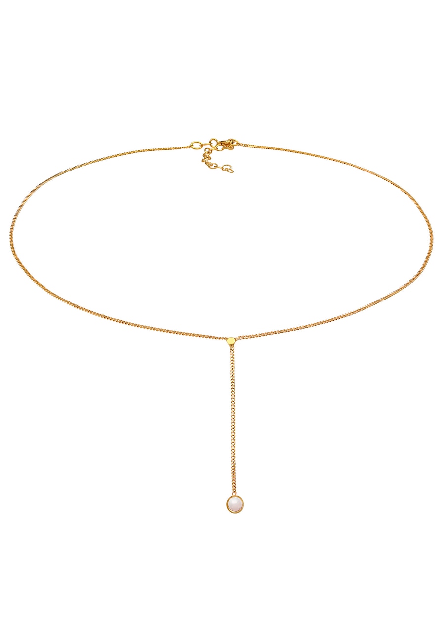 Elli Damski Choker Y soliter róża z kwarcem pozłacane srebro 925 Sterling Silver Naszyjniki 1 ct