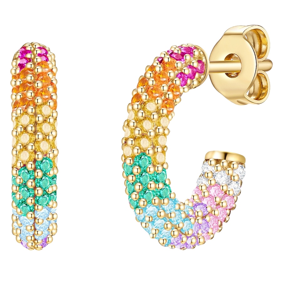 Glanzstücke München Srebrne kolczyki kreole srebro wysokiej próby Cyrkonia żółte złoto Kolczyki koła 1 ct Damski