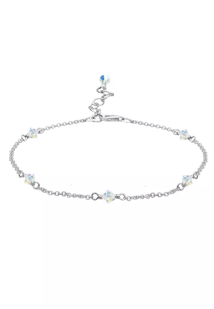 Elli Damska bransoletka na kostkę Classic z kryształami ze srebra próby 925 Sterling Silver Bransoletki na nogę 1 ct Damski