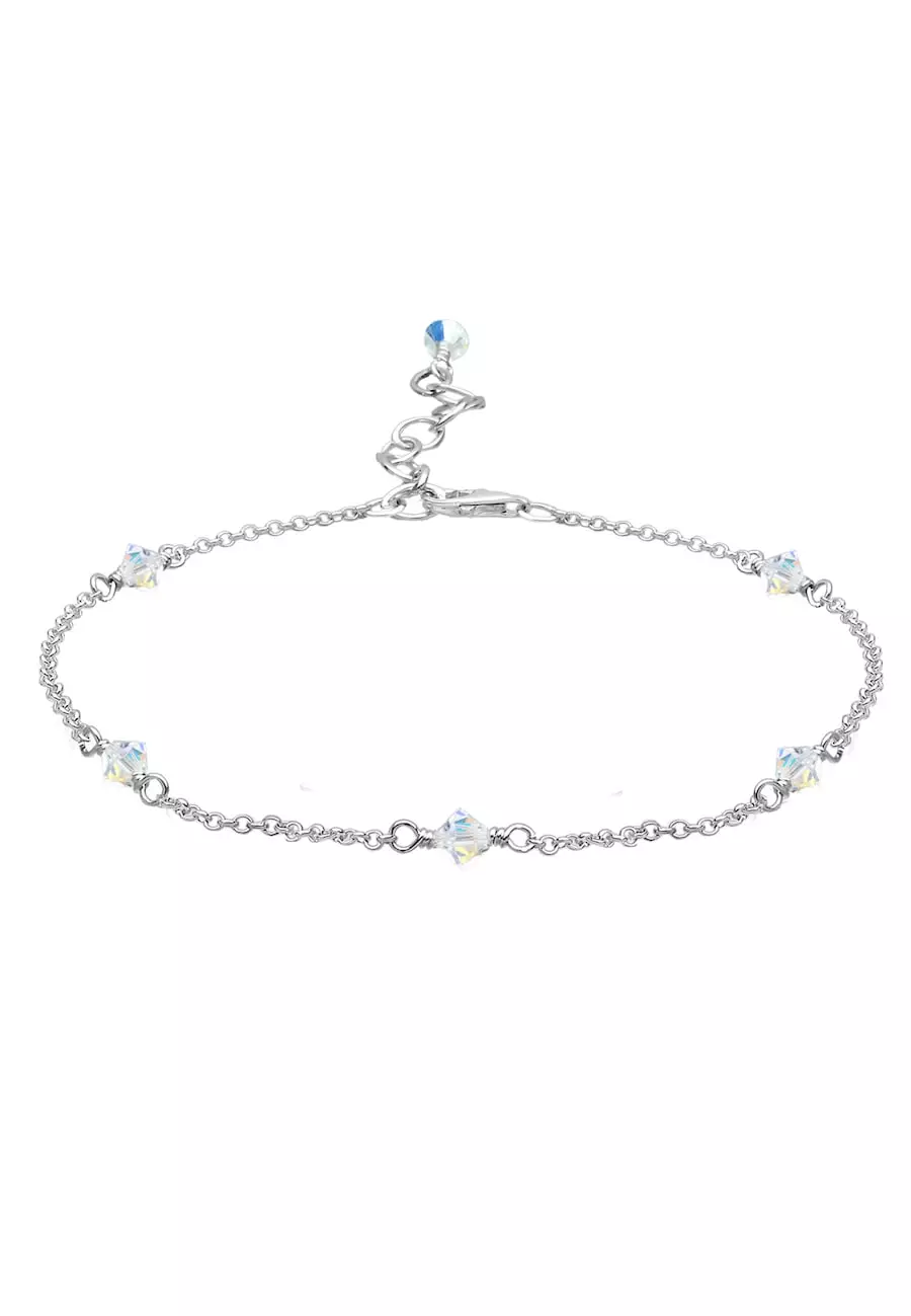 Elli Damska bransoletka na kostkę Classic z kryształami ze srebra próby 925 Sterling Silver Bransoletki na nogę 1 ct Damski