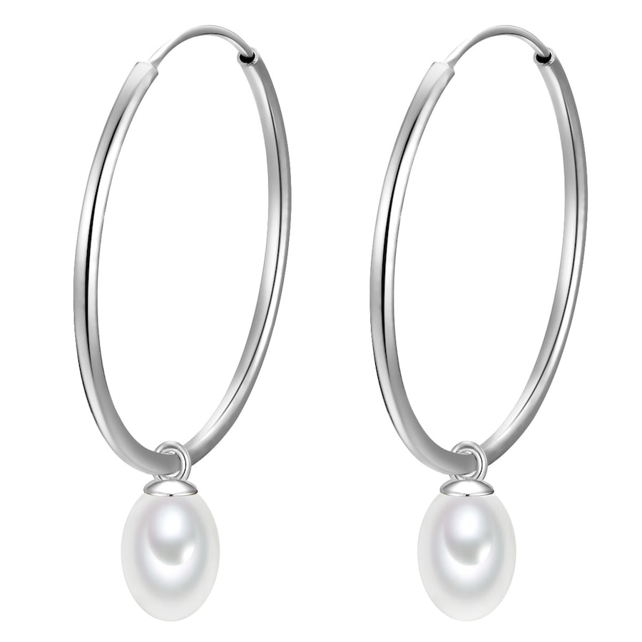Glanzstücke München Srebrne kolczyki kreole srebro wysokiej próby Perła hodowlana słodkowodna srebrny Kolczyki koła 1 ct Damski