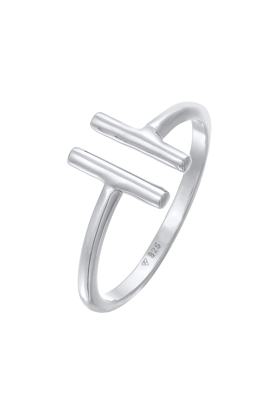 Elli Damski Geo Trend otwarty w srebrze 925 Sterling Silver Pierścionki 1 ct