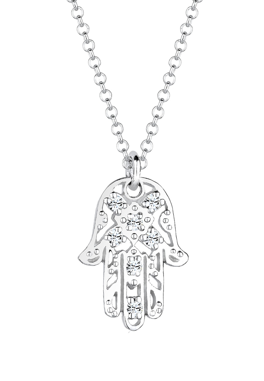 Elli Damska zawieszka ręka Hamsa z kryształami w srebrze 925 Sterling Silver Naszyjniki 1 ct Damski
