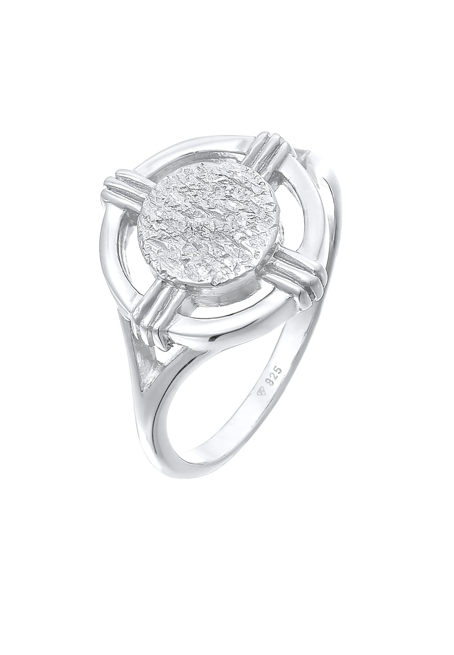 Elli Damski pierścionek Moneta Koło Organic Vintage Trend Blogger w srebrze 925 Sterling Silver Pierścionki 1 ct