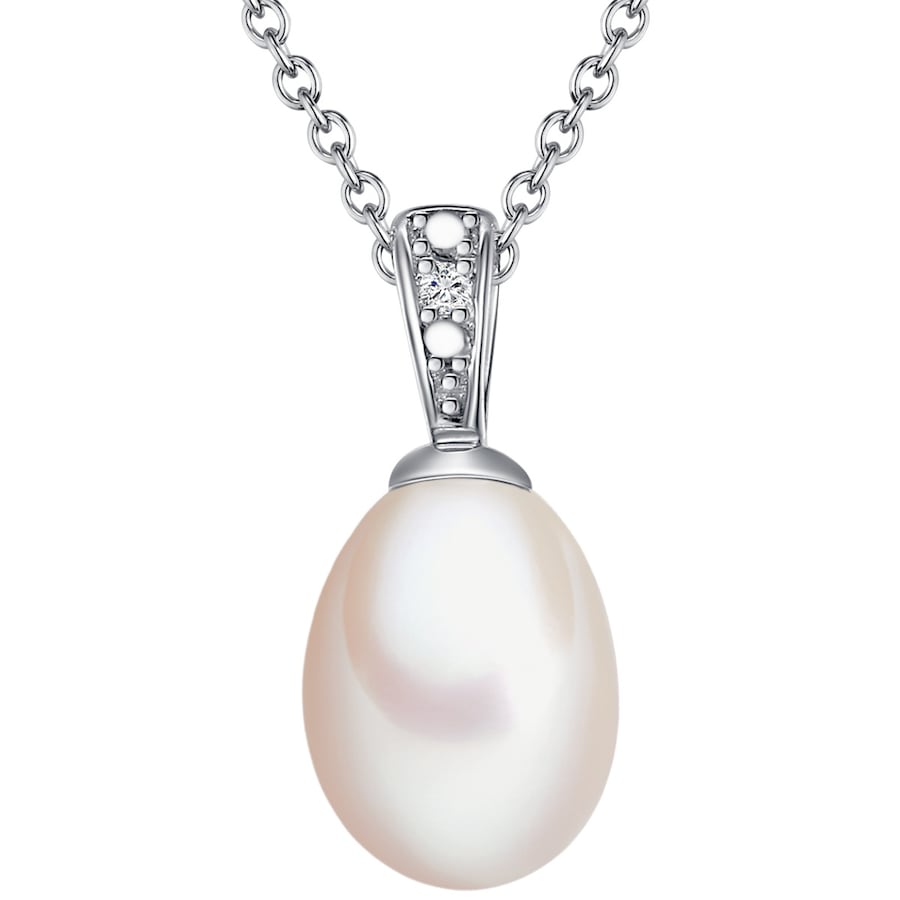 Lulu & Jane Srebro wysokiej pr óby Brylant Perła hodowlana słodkowodna Naszyjniki 1 ct Damski