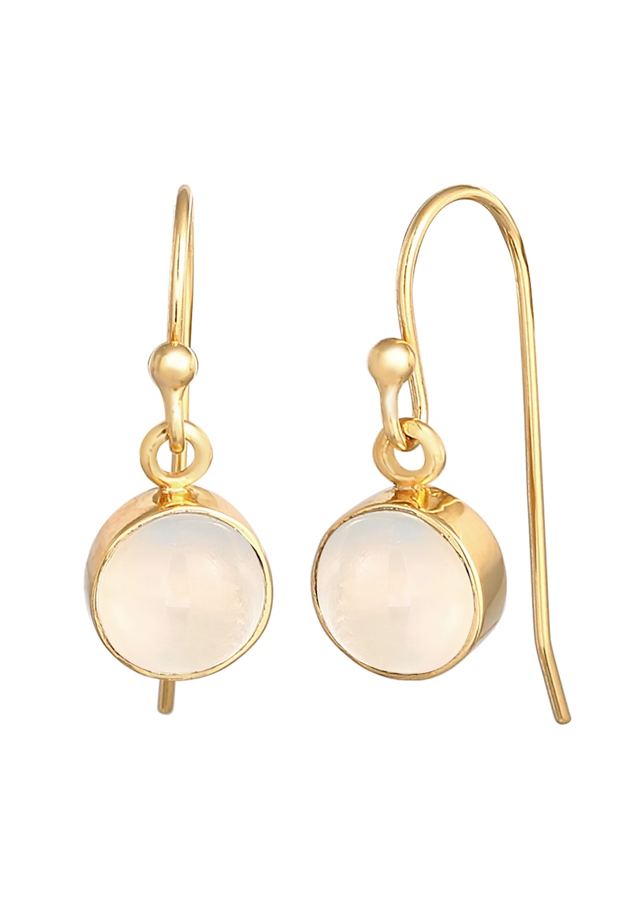 Elli Damskie kolczyki klasyczne Trend Blogger z kamieniem księżycowym w pozłacanym srebrze 925 Sterling Silver Kolczyki 1 ct