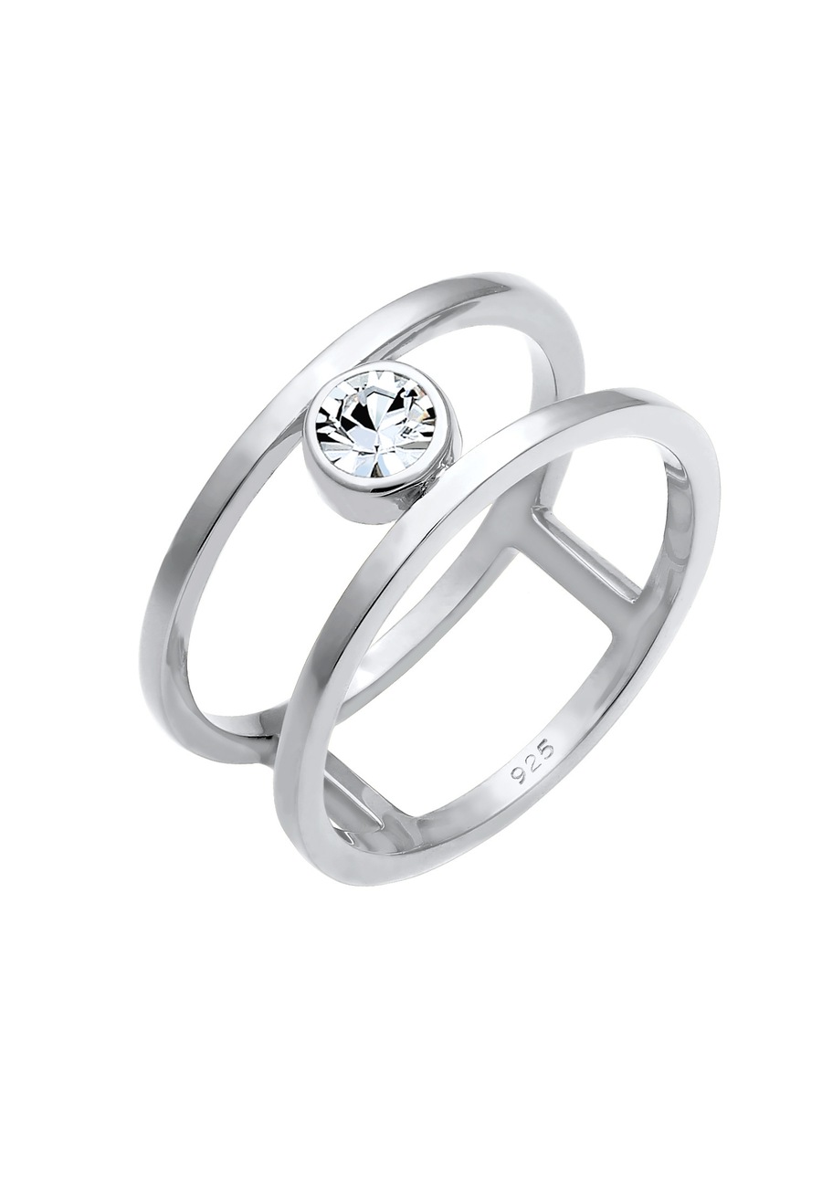 Elli PREMIUM Damskipodwójny soliter błyszczący 925 Sterling Silver Pierścionki 1 ct