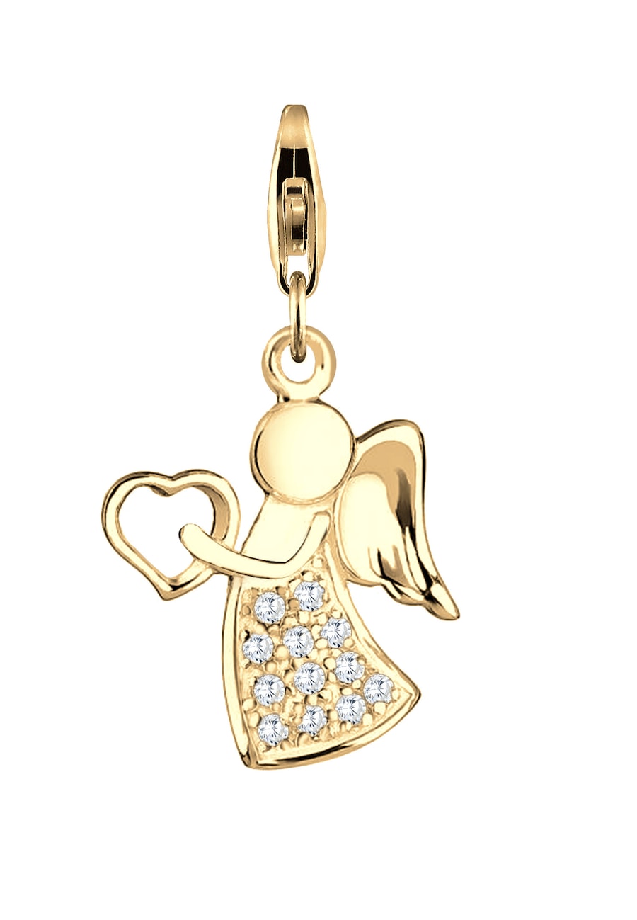 Nenalina Uroki Damski Charm anielskie serce z kryształami cyrkonii w srebrze próby 925 Wisiorki 1 ct