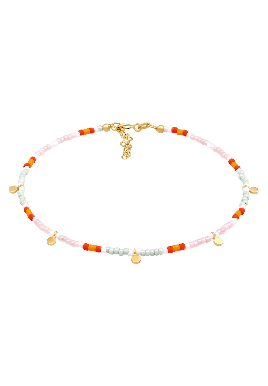 Elli Damski wisiorek z płytką kolorowe koraliki w srebrze próby 925 Sterling Silver Bransoletki na nogę 1 ct