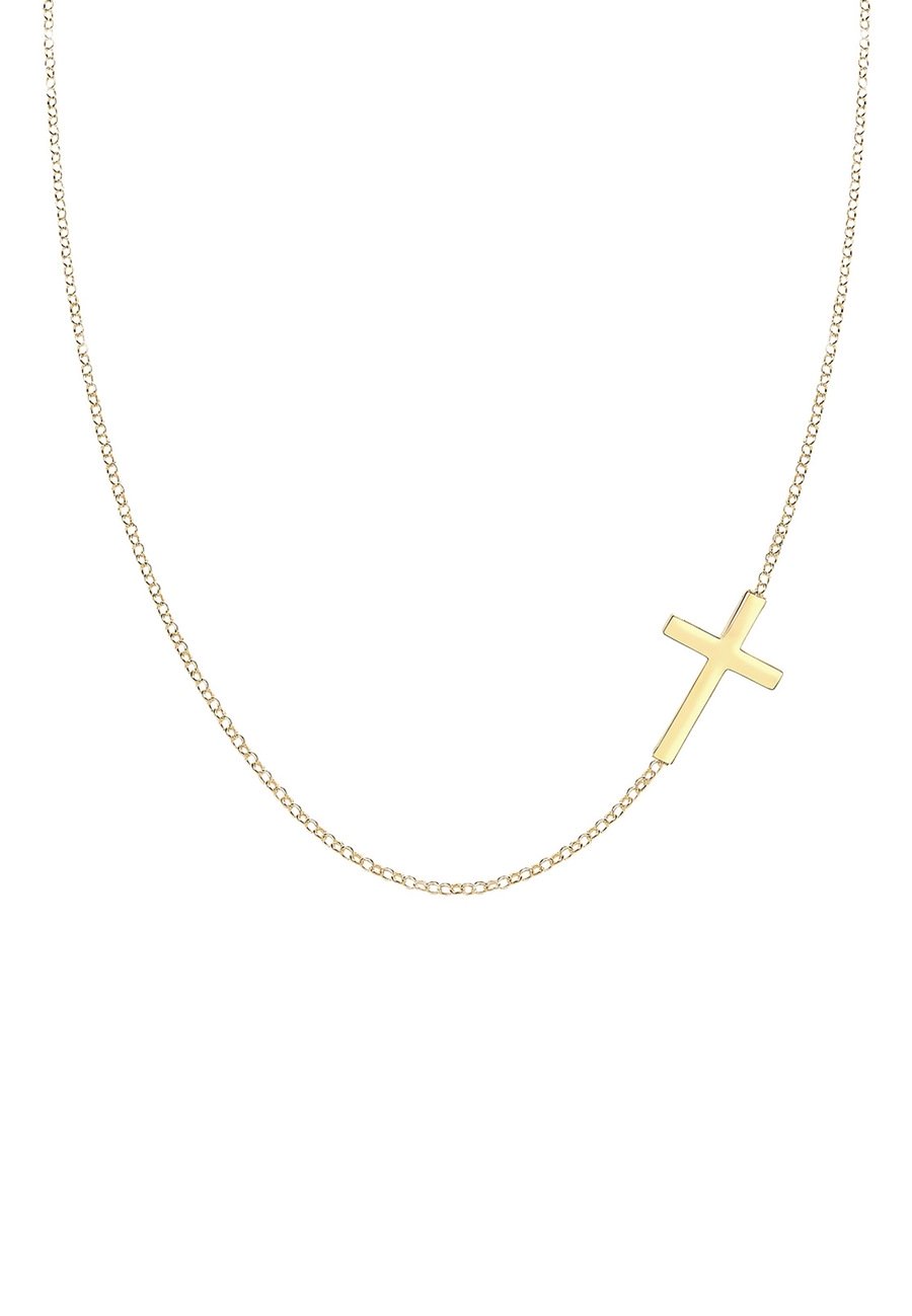 Elli Damski krzyż wisior Religia Basic w pozłacanym srebrze 925 Sterling Silver Naszyjniki 1 ct