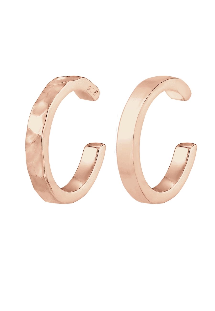 Elli Damskie zestaw nausznic 2 częściowy Organic Look Minimal Basic regulowany w srebrze 925 Sterling Silver Nausznice 1 ct