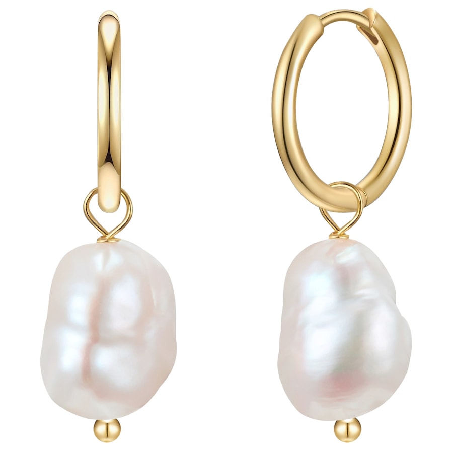 Glanzstücke München Srebrne kolczyki kreole srebro wysokiej próby Perła hodowlana słodkowodna żółte złoto Kolczyki koła 1 ct Damski