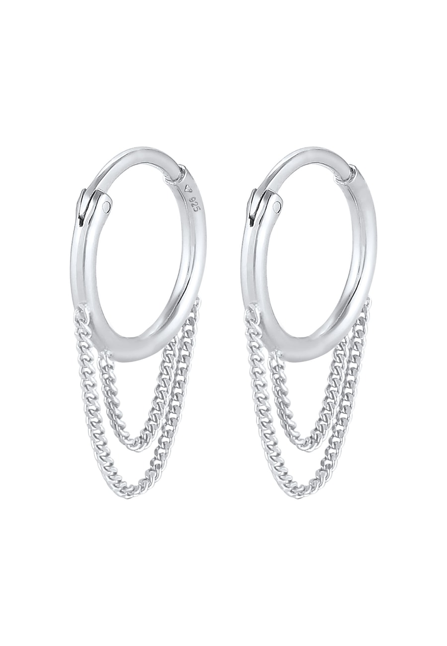 Elli Damskie kreole łańcuszek pancerka Trend Blogger z pozłacanego srebra próby 925 Sterling Silver Kolczyki koła 1 ct