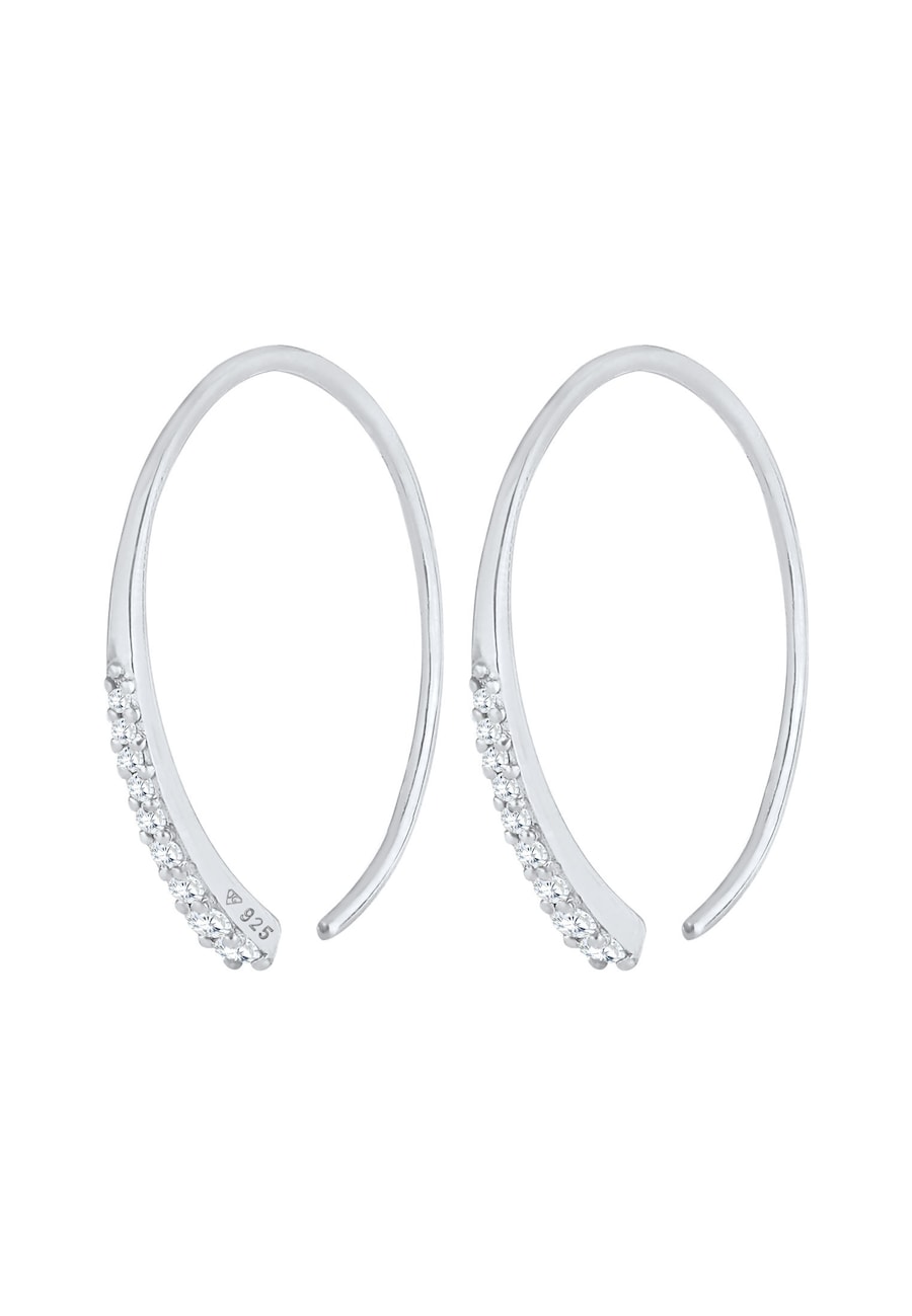 Elli Damskie kreole Basic Ponadczasowy Trend z kryształami cyrkonii w pozłacanym srebrze 925 Sterling Silver Kolczyki koła 1 ct