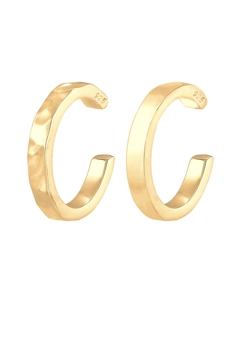 Elli Damskie zestaw nausznic 2 częściowy Organic Look Minimal Basic regulowany w srebrze 925 Sterling Silver Nausznice 1 ct