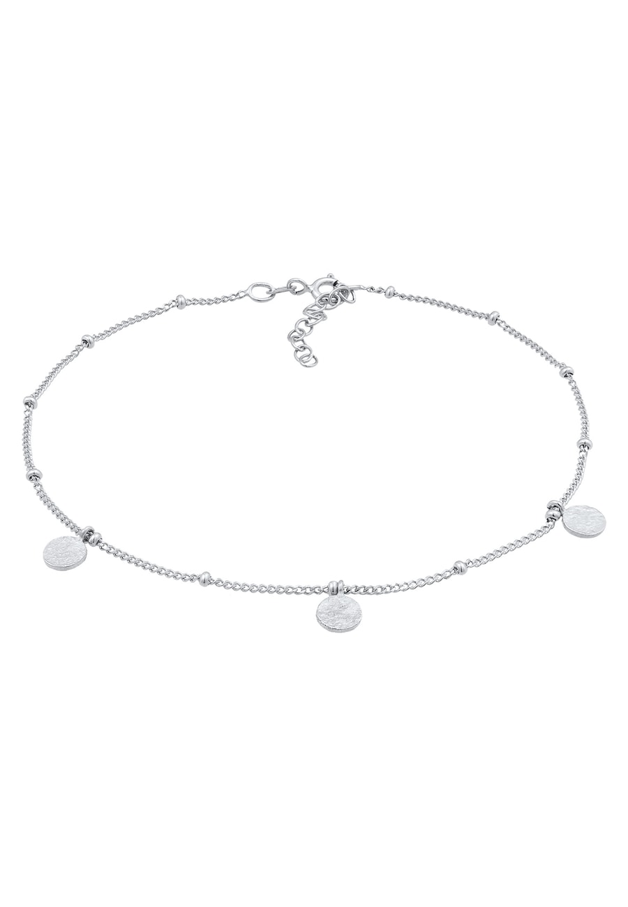 Elli Damska bransoletka na kostkę Kulka płytka młotkowane srebro 925 Sterling Silver Bransoletki na nogę 1 ct Damski