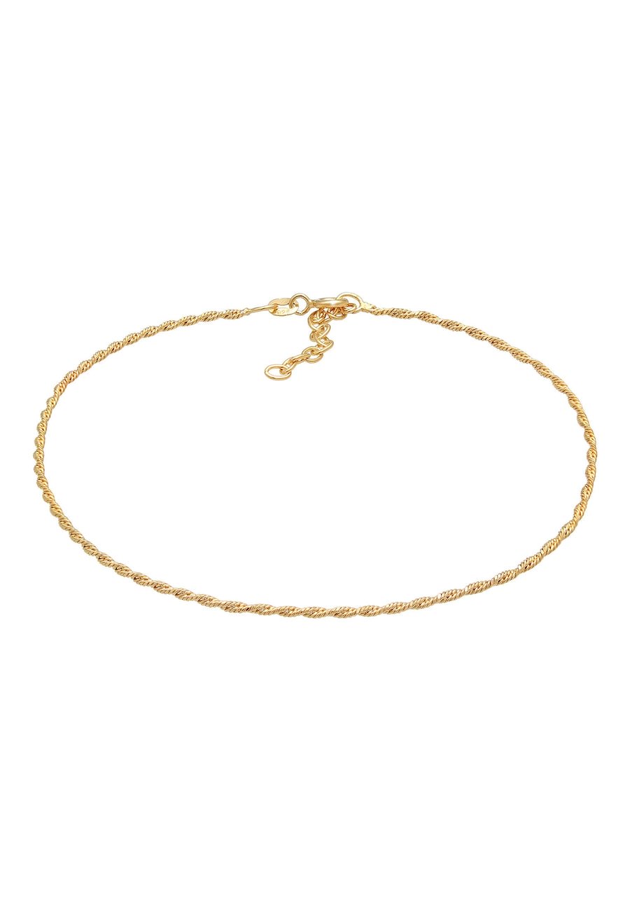 Elli Naszyjnik damski sznurkowy Twisted Basic Timeless Trend regulowany wykonany ze srebra próby 925 Sterling Silver Bransoletki na nogę 1 ct Damski